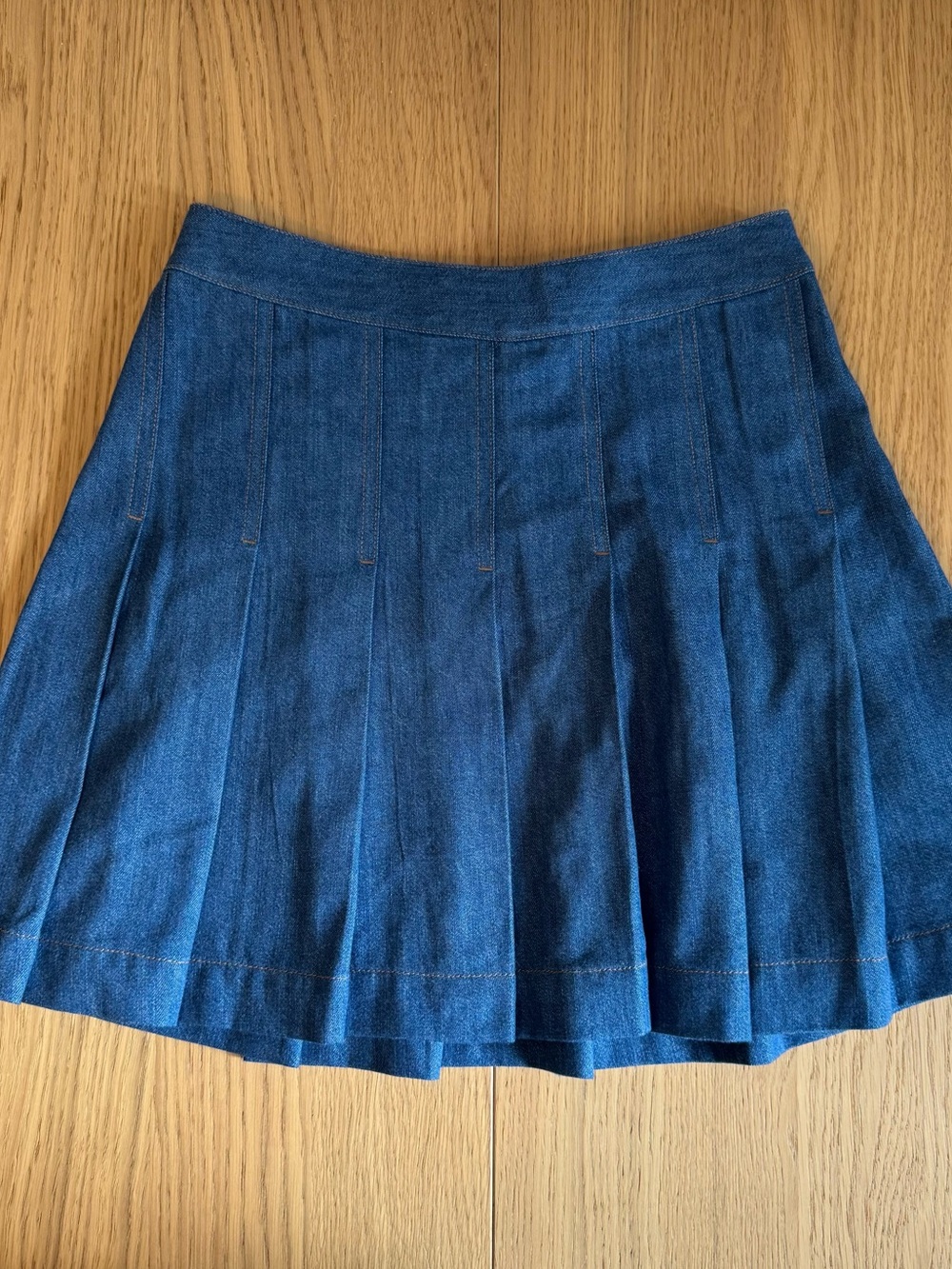 Babaton Pleated Denim Mini Skirt